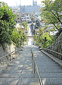 磯子日枝大神石段を拝殿側より見下ろす
