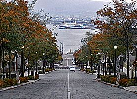 巴港船魂神社八幡坂より巴港を見下ろす