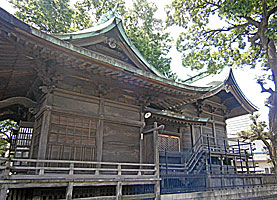 下丸子六所神社社殿左側面